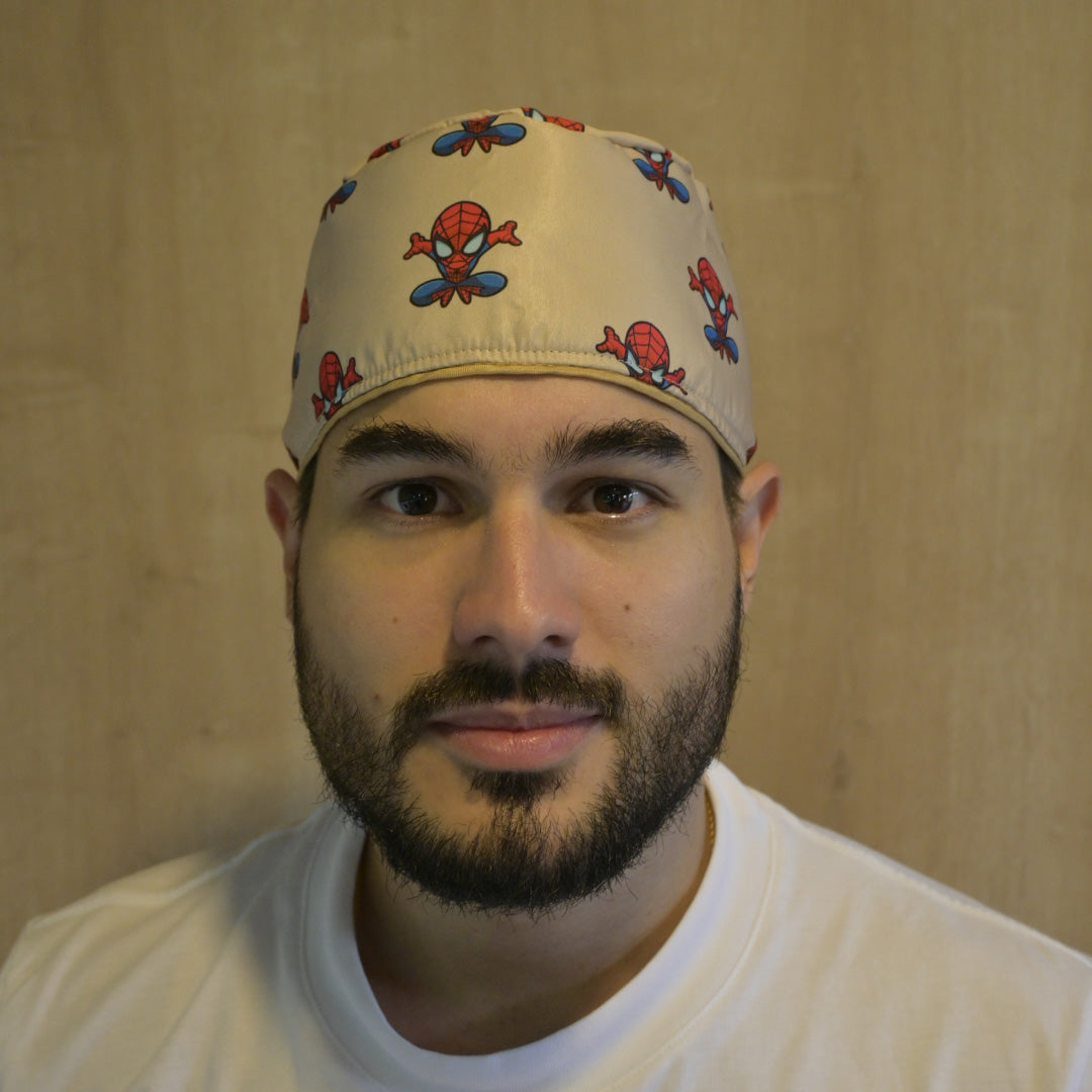 Gorro Quirúrgico Antifluido Spiderman beige