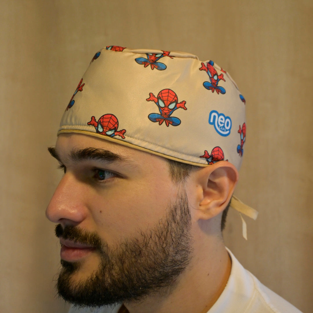 Gorro Quirúrgico Antifluido Spiderman beige